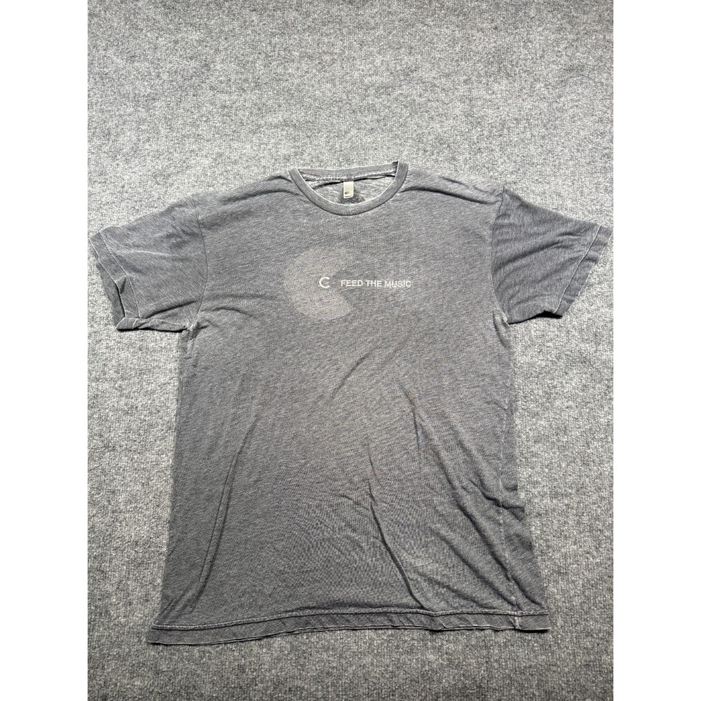 American Apparel T-Shirt Mens Large Heather Gray Feed the Music Graphic Pullover